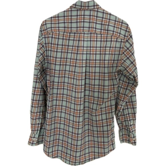 Jos. A. Bank Traveler’s Collection Shirt Men Blue Orange Plaid Long Sleeve Small - Picture 2 of 3